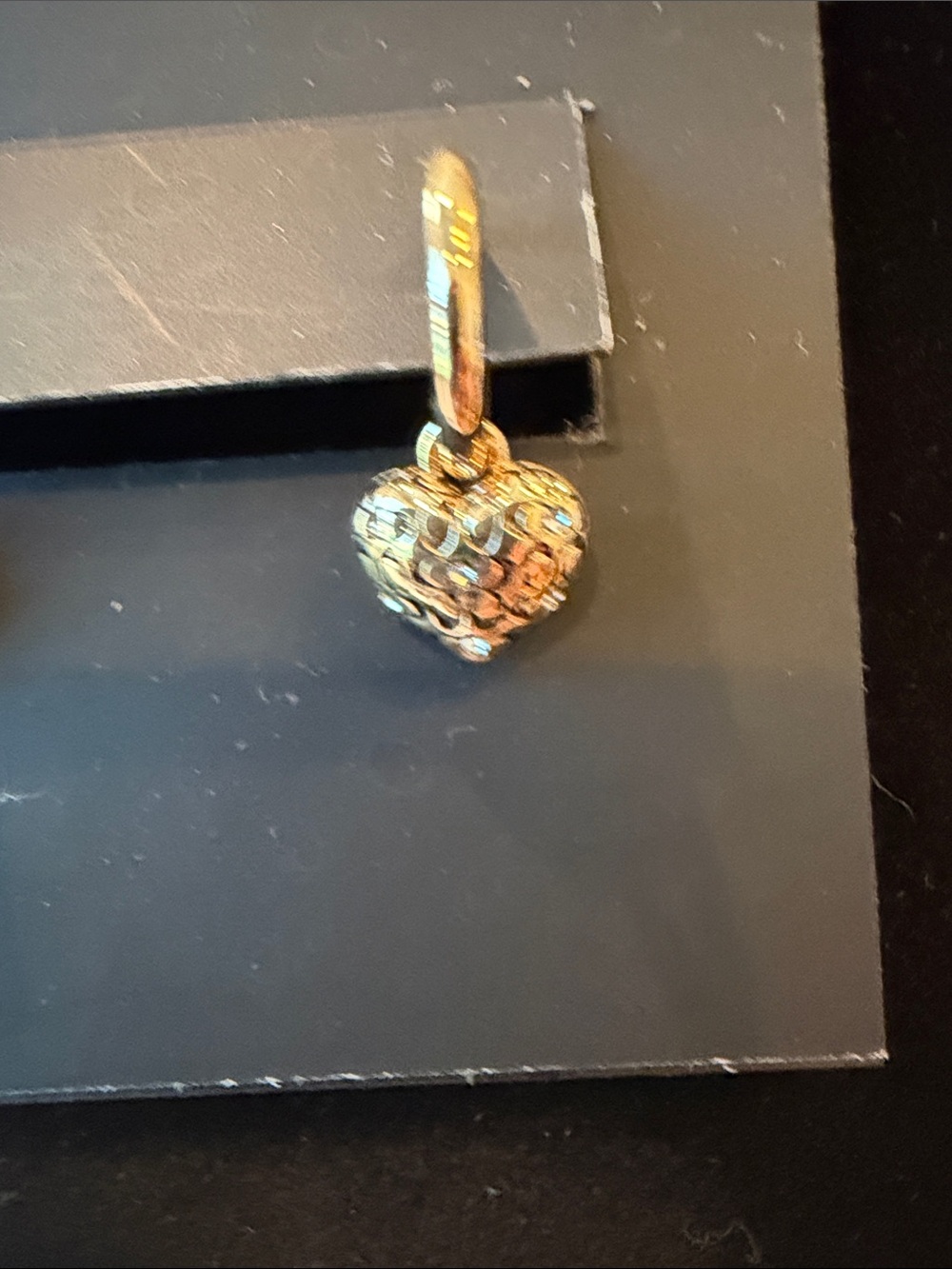 COACH Gold Heart Charm Hoop Earrings - Picture 2 of 2